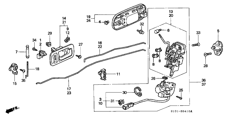 Rear door lock/outer handle