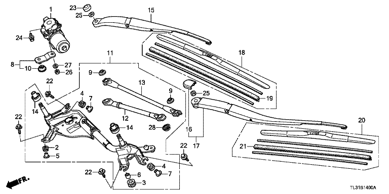 Front windshield wiper
