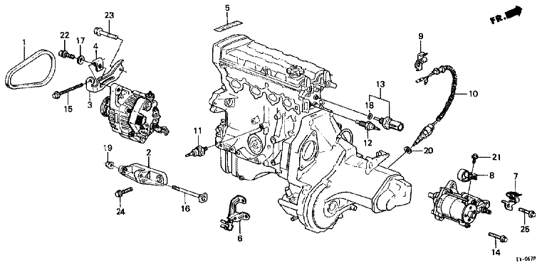 Engine electrical equipment (1600) (A.C.G. belt, bracket)