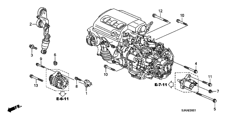 A.C. generator stay (V6)