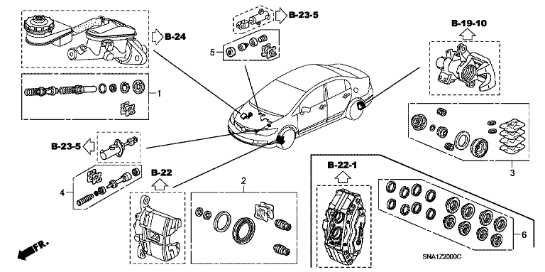 Brake system cup/seal/service kit parts