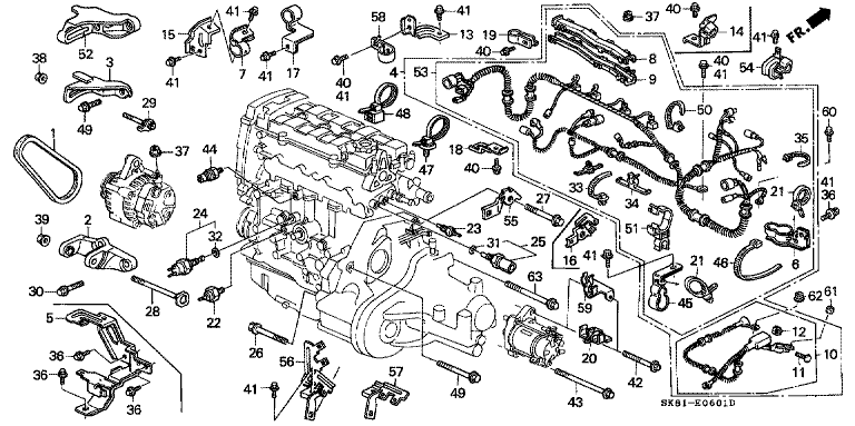 Engine wire harness/clamp
