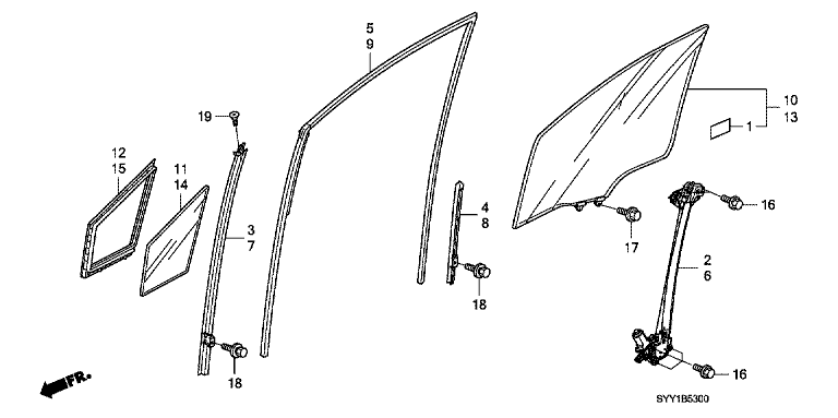 Front door glass/regulator