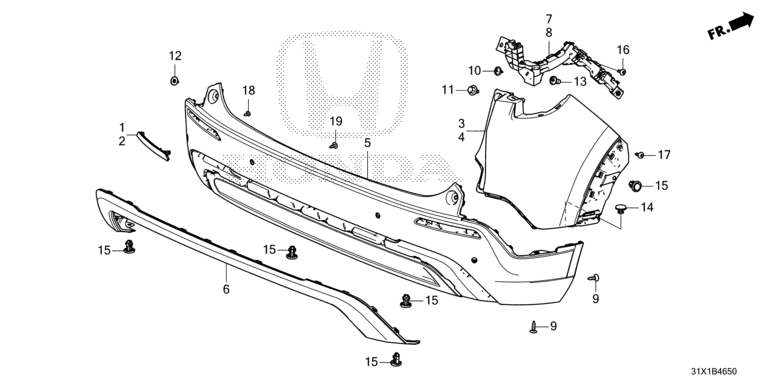 パーツ HONDA 71551-31X-K00 Garnish, Rear Bumper Lower Honda | YoshiParts