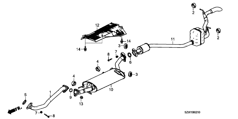Exhaust pipe/silencer (4WD)