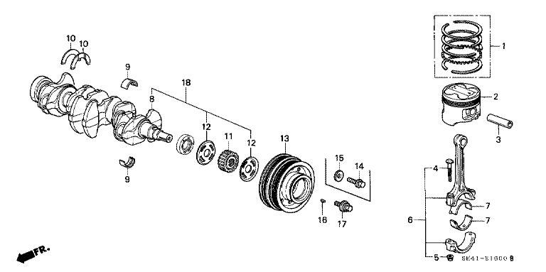 Piston/crankshaft (SOHC, DOHC)