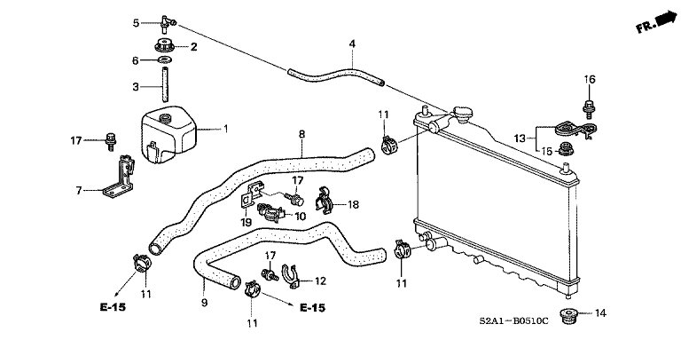 Radiator hose/reserve tank