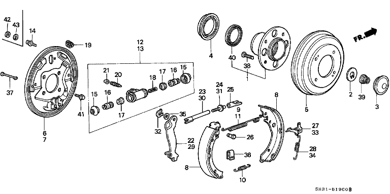 Rear brake (drum)