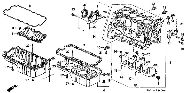 Cylinder block / oil pan (SOHC)
