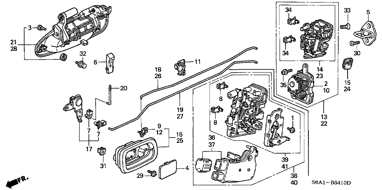 Rear door lock/outer handle