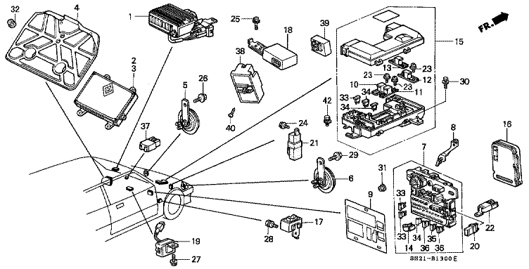 Horn/fuse box/relay