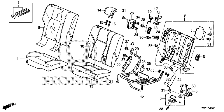 Rear seat (R.)
