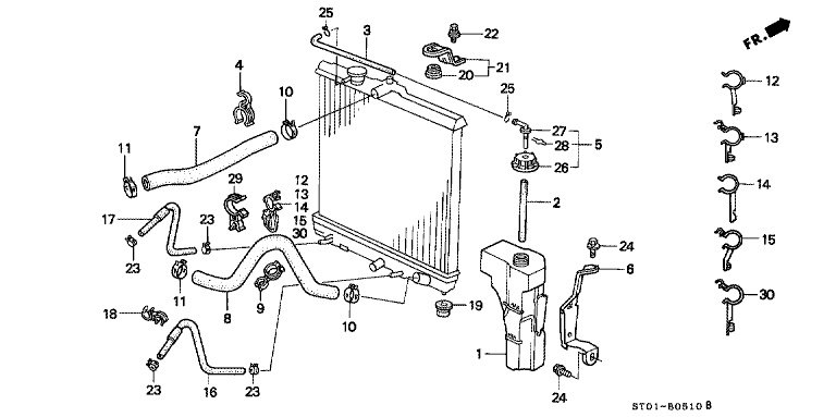 Radiator hose/reserve tank