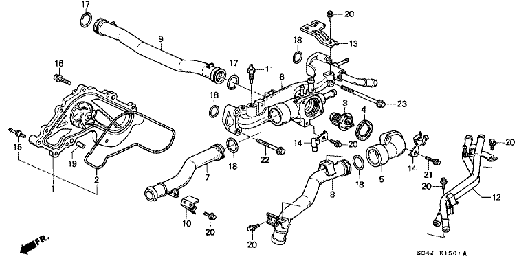 Water pump/thermostat (turbo)
