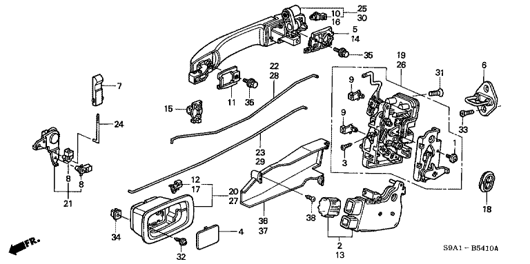 Rear door lock/Outer handle