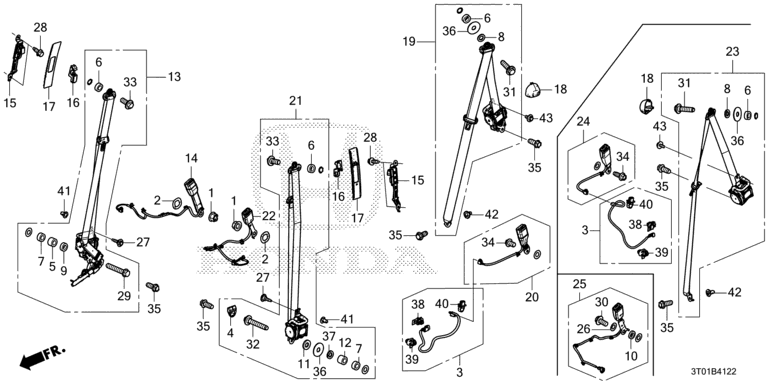 Seat belt (front/middle) (side lift-up seat)