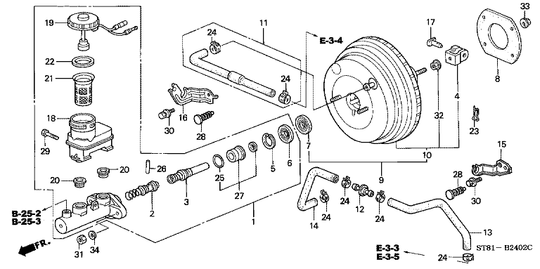 Brake master cylinder/master power (130-)