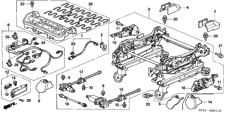 Front seat short parts (R.) (full power seat)