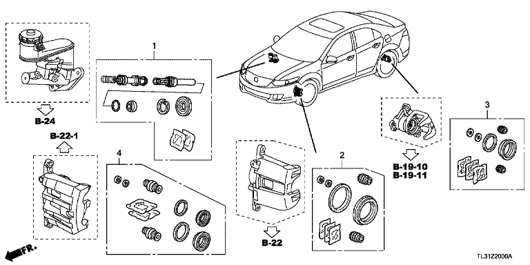 Brake system cup/seal/service kit parts