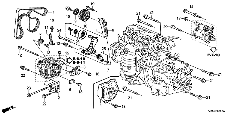 A.C. generator bracket/tensioner