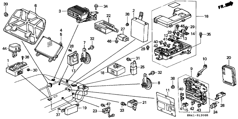 Horn/fuse box/relay