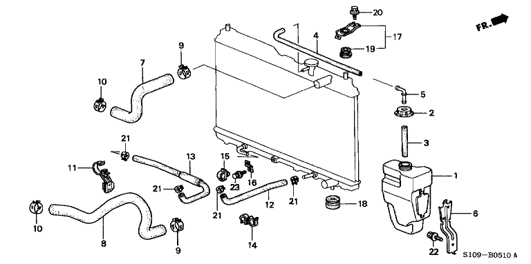 Radiator hose/reserve tank