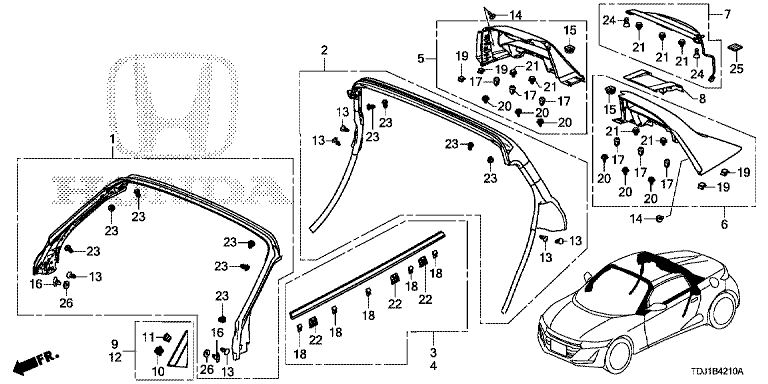 Weatherstrip/roll bar garnish
