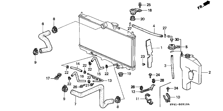 Radiator hose/reserve tank
