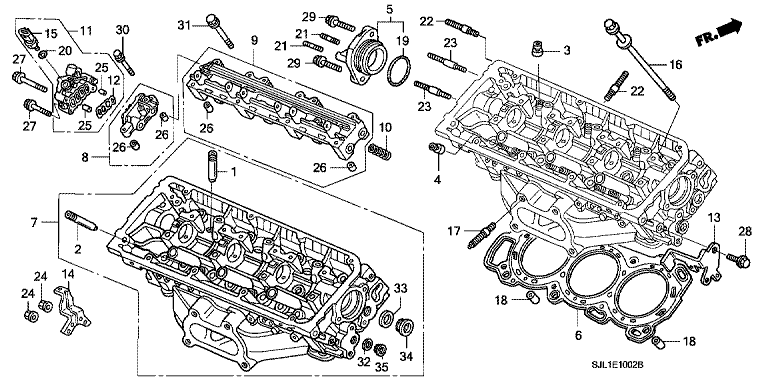 Rear cylinder head (V6)