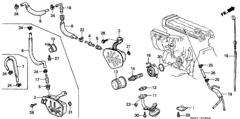 Breather chamber/oil filter