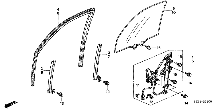 Front door glass/Regulator