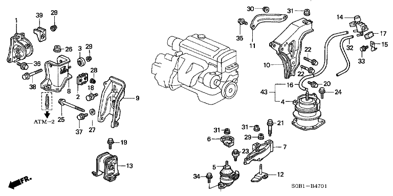 Engine mount (2WD) (AT)