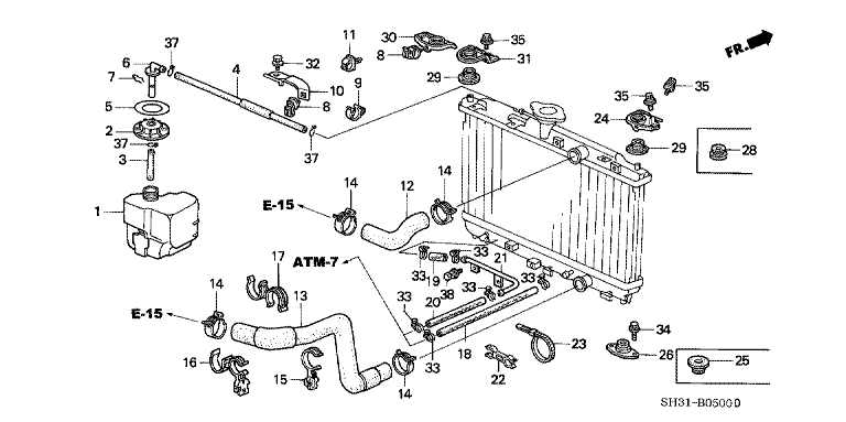 Radiator hose/reserve tank