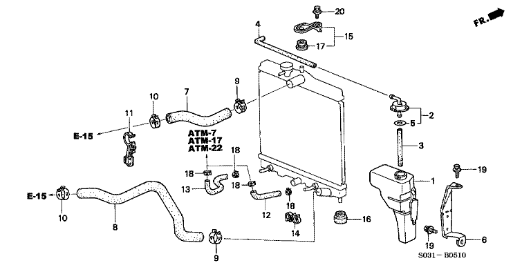 Radiator hose/reserve tank