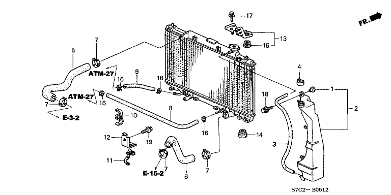 Radiator hose/reserve tank (2.0L) (2)