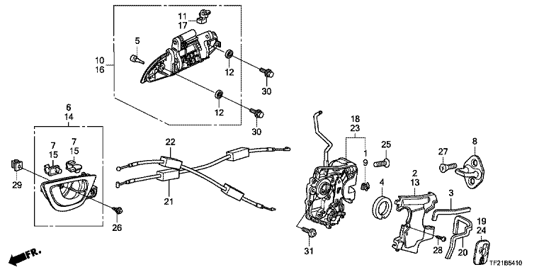 Rear door lock/outer handle