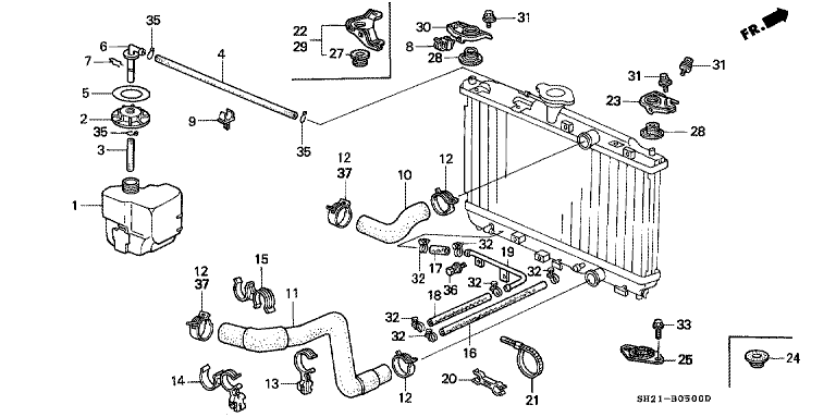 Radiator hose/reserve tank