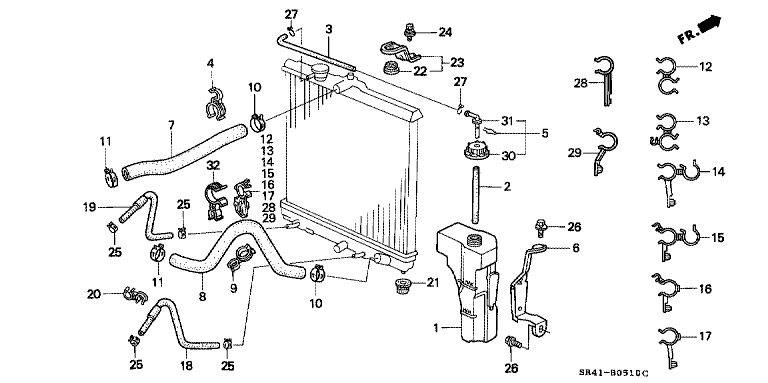 Radiator hose/reserve tank
