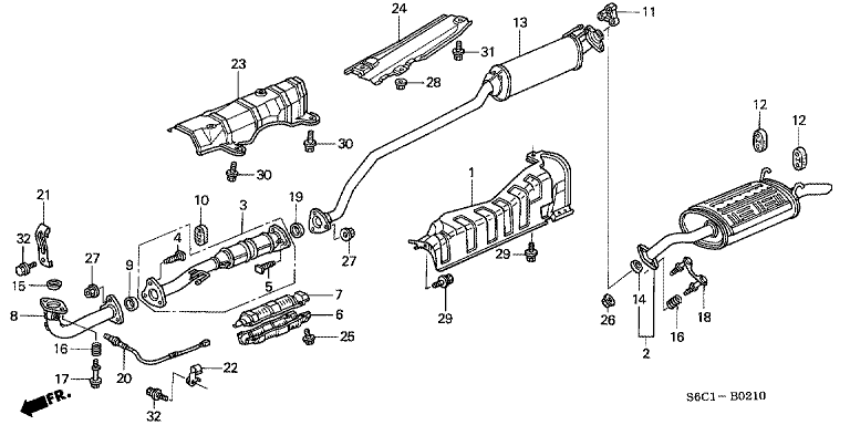 Exhaust pipe/silencer (4WD)