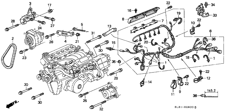 Engine wire harness/clamp