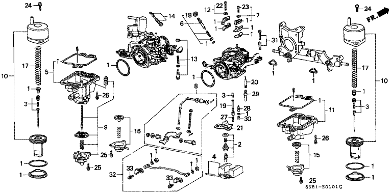 Dual carburetor components