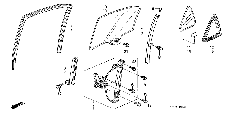 Rear Door Glass/Door Regulator