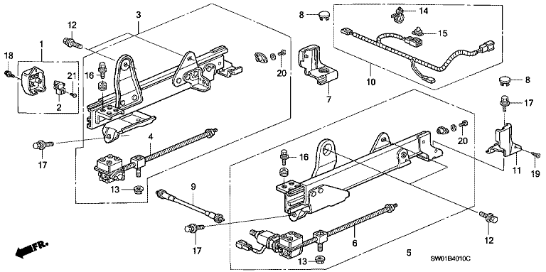 Seat components (driver side) (NSX-S, NSX-R)