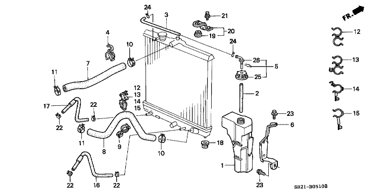 Radiator hose/reserve tank
