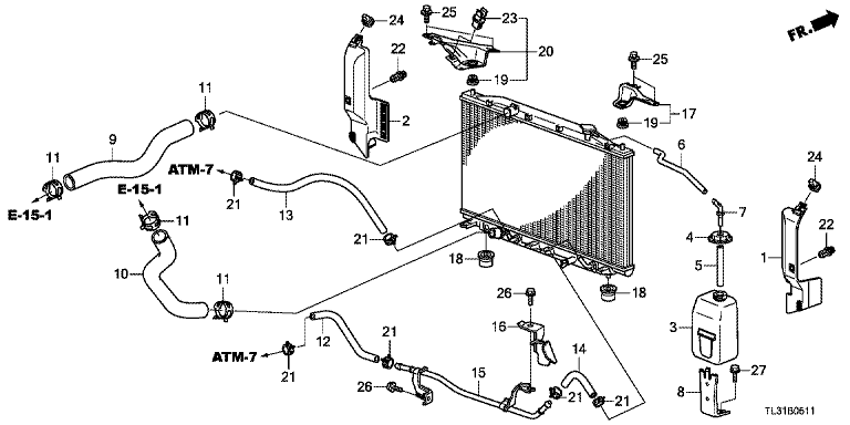 Radiator Hose/Reserve Tank (2.0L)