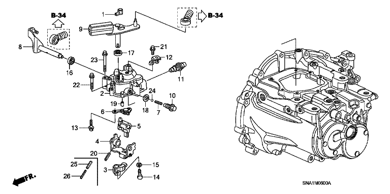 Shift arm/shift lever (1.8L)