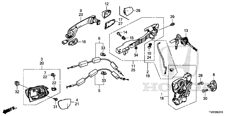 Front door lock/outer handle