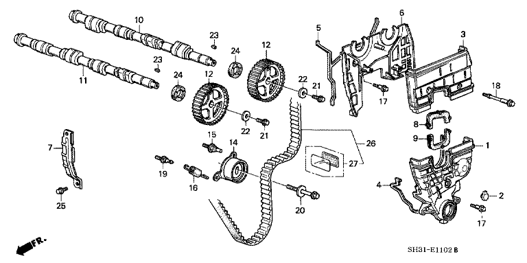 Camshaft/timing belt cover