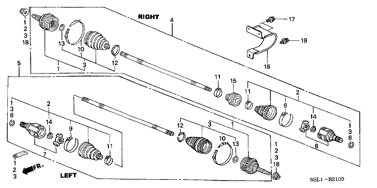Front drive shaft (2WD)