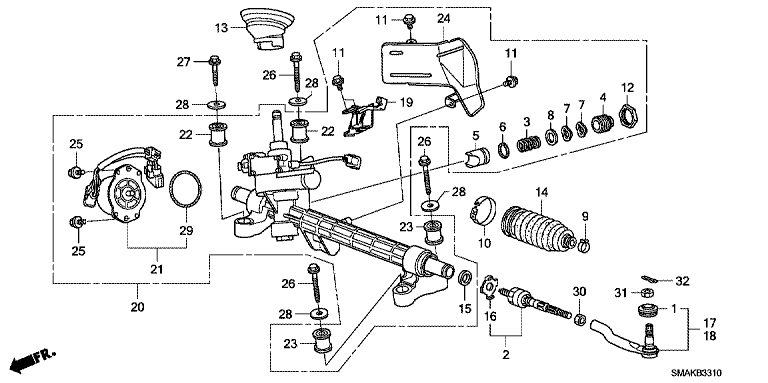 Power steering gearbox (EPS) (2WD)
